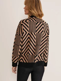 Tops & T-Shirts^Phase Eight Renatta Patched Geo Jacquard Top Camel/Black