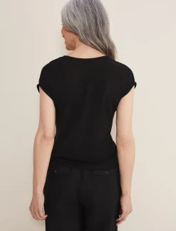 Tops & T-Shirts^Phase Eight Reyna Linen Tie Front Top Black