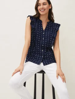 Shirts & Blouses^Phase Eight Rhea Ditsy Print Blouse Navy/Ivory