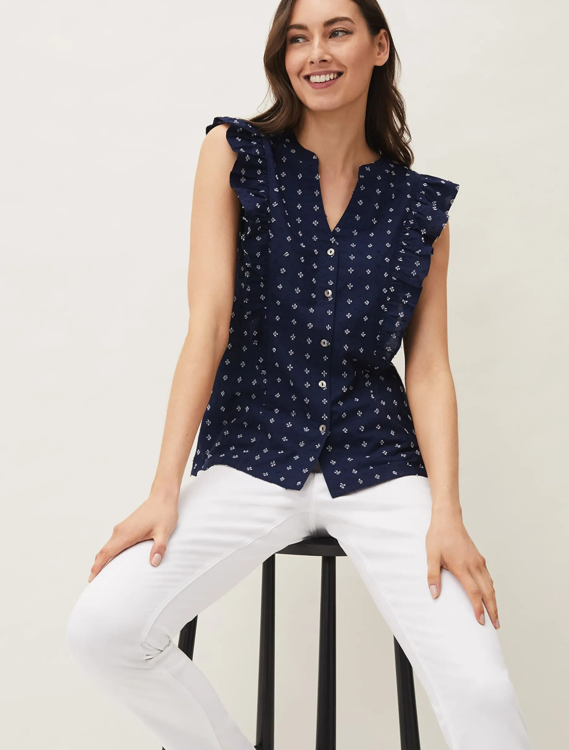 Shirts & Blouses^Phase Eight Rhea Ditsy Print Blouse Navy/Ivory