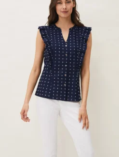 Shirts & Blouses^Phase Eight Rhea Ditsy Print Blouse Navy/Ivory
