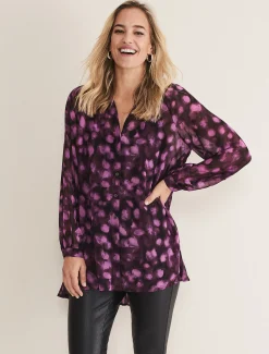 Shirts & Blouses^Phase Eight Rhian Chiffon Tunic Blouse Purple