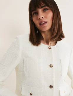 Jackets^Phase Eight Ripley Tweed Jacket Ivory