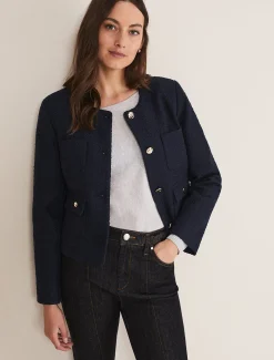 Jackets^Phase Eight Ripley Tweed Jacket Navy