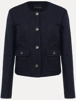 Jackets^Phase Eight Ripley Tweed Jacket Navy