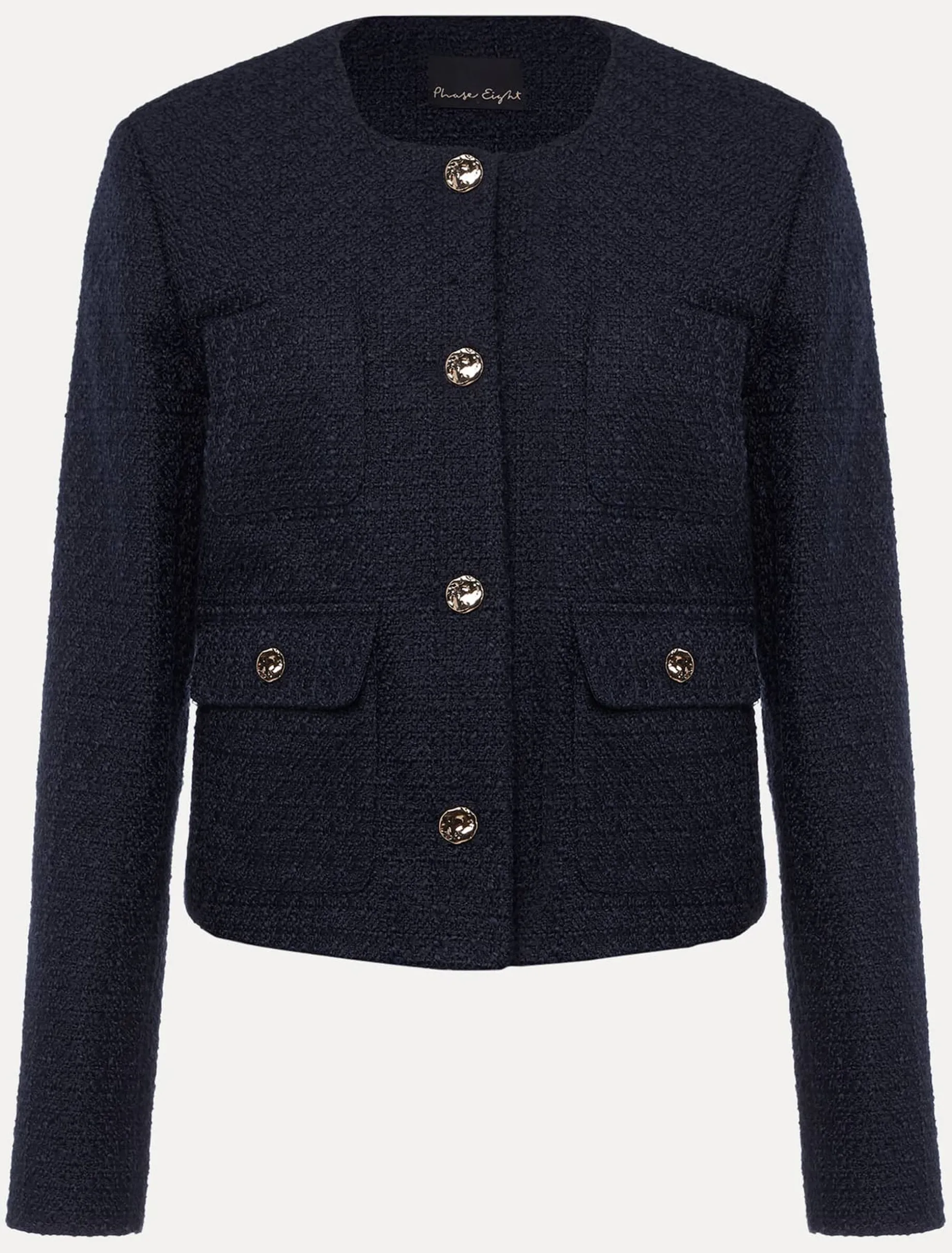 Jackets^Phase Eight Ripley Tweed Jacket Navy