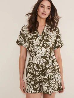 Dresses^Phase Eight Rosalia Printed Playsuit Khaki