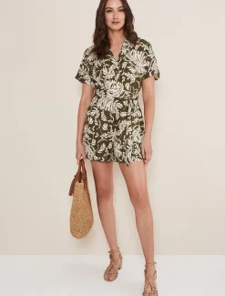 Dresses^Phase Eight Rosalia Printed Playsuit Khaki