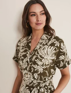 Dresses^Phase Eight Rosalia Printed Playsuit Khaki