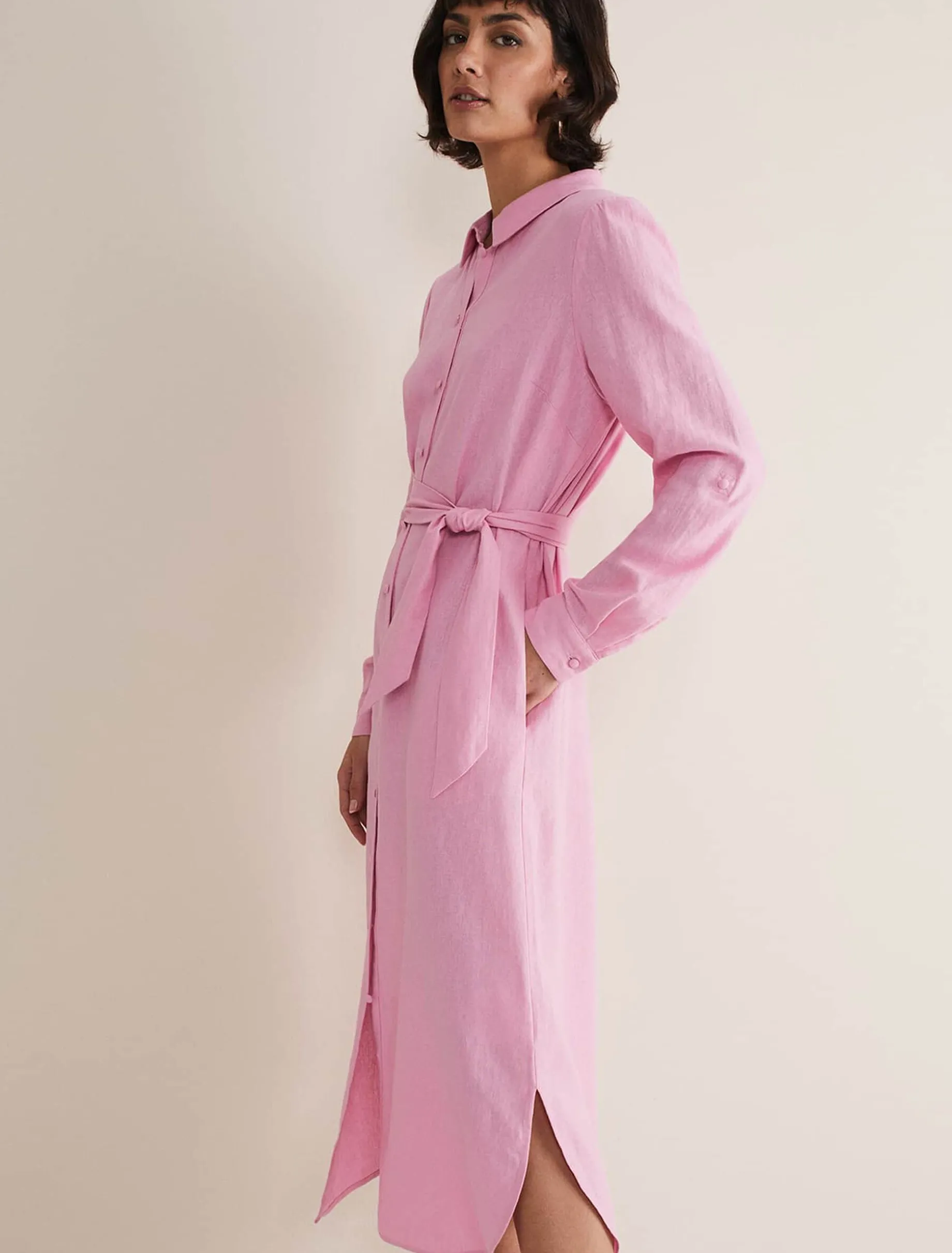 Dresses^Phase Eight Rosalina Linen Shirt Dress Pink