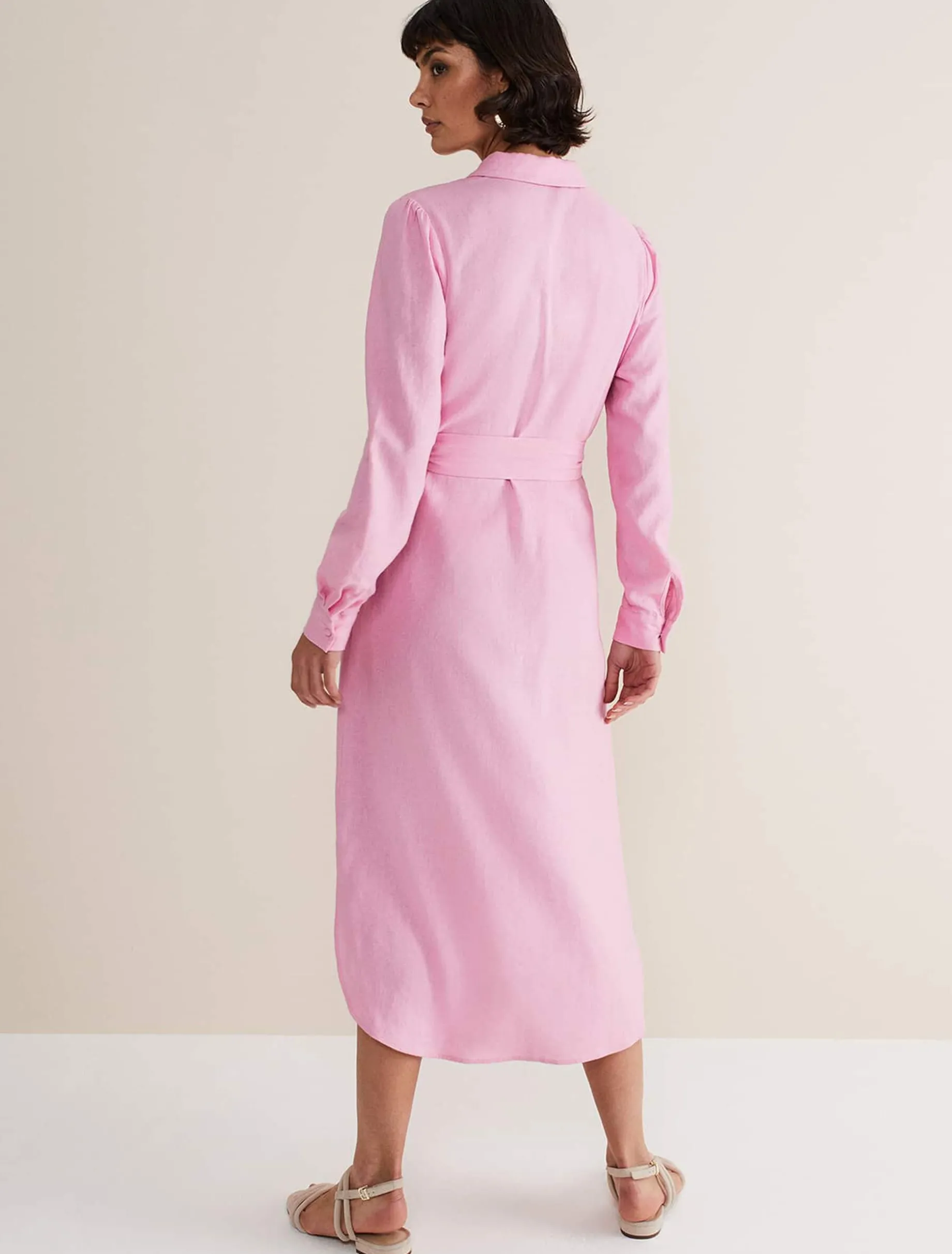 Dresses^Phase Eight Rosalina Linen Shirt Dress Pink