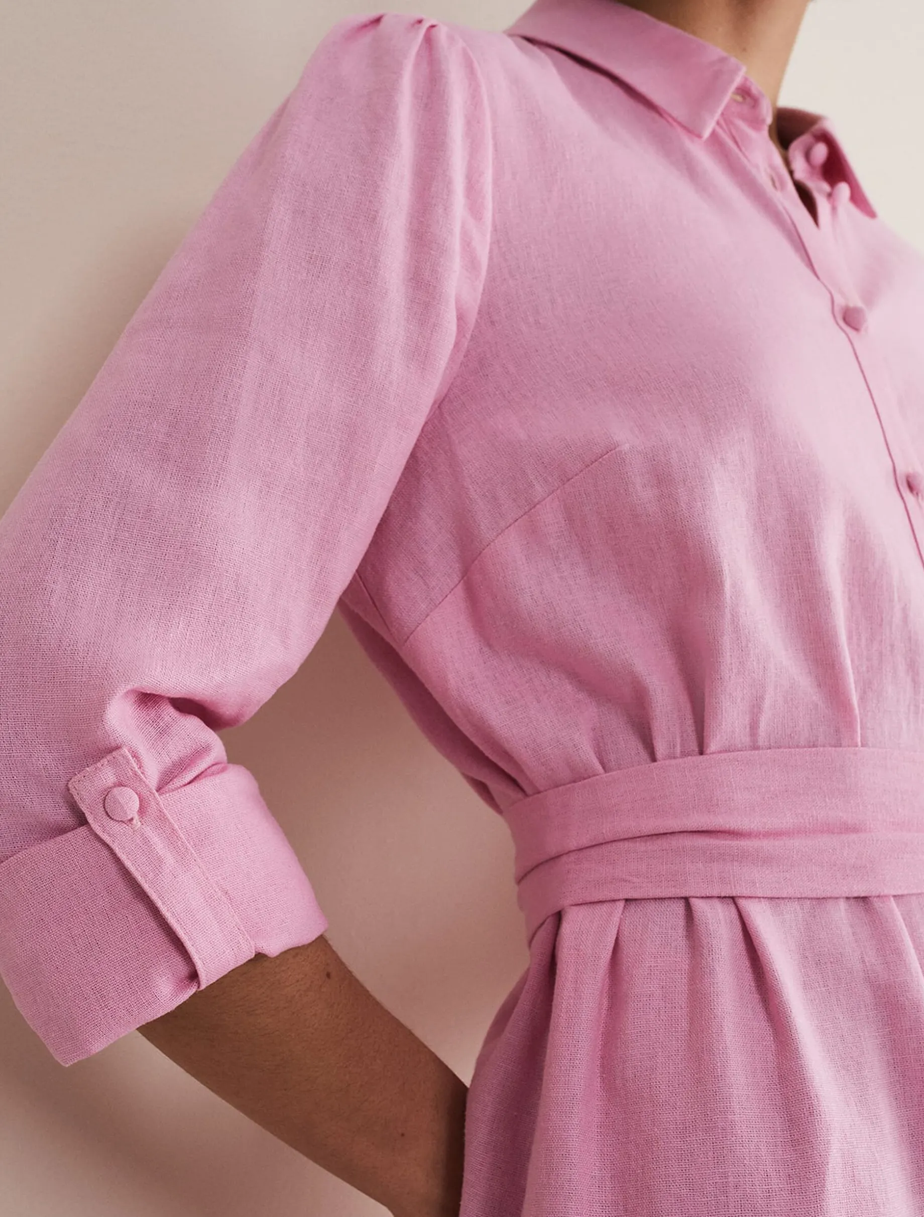 Dresses^Phase Eight Rosalina Linen Shirt Dress Pink