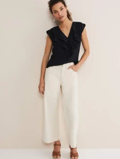 Shirts & Blouses^Phase Eight Rosey Linen Ruffle Blouse Black