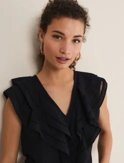Shirts & Blouses^Phase Eight Rosey Linen Ruffle Blouse Black