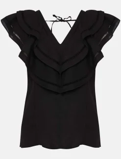 Shirts & Blouses^Phase Eight Rosey Linen Ruffle Blouse Black