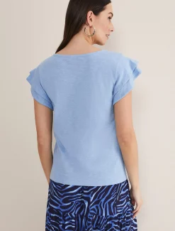 Tops & T-Shirts^Phase Eight Rosolitta Frill Sleeve Top Pale Blue