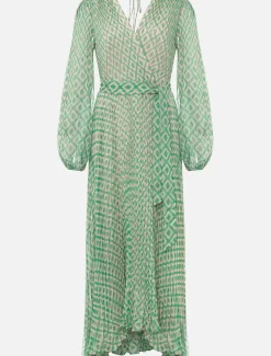 Dresses^Phase Eight Roxanna Pleated Diamond Maxi Dress Powder Pink/Green