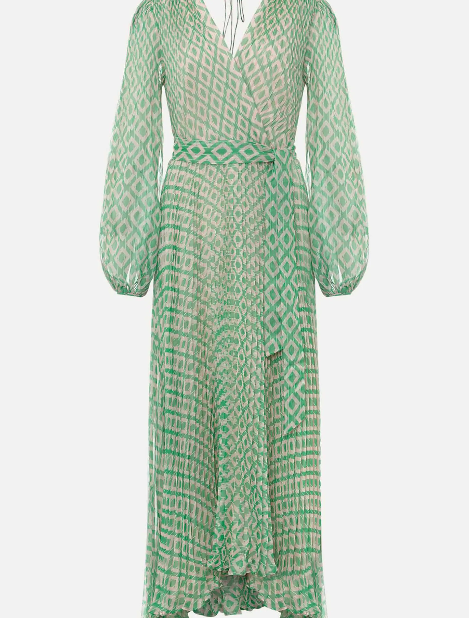 Dresses^Phase Eight Roxanna Pleated Diamond Maxi Dress Powder Pink/Green