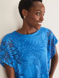 Tops & T-Shirts^Phase Eight Rubi Burnout Top Sapphire Blue