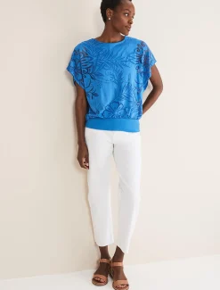 Tops & T-Shirts^Phase Eight Rubi Burnout Top Sapphire Blue