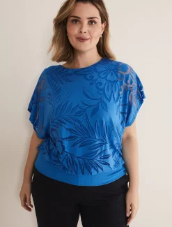 Tops & T-Shirts^Phase Eight Rubi Burnout Top Sapphire Blue