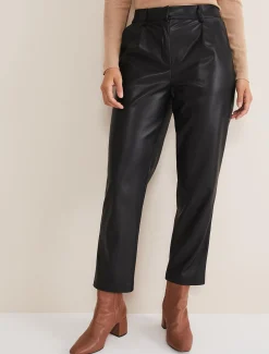 Trousers & Shorts^Phase Eight Rya Pleather Straight Leg Trouser Black