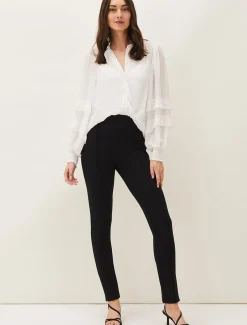 Trousers & Shorts^Phase Eight Sabrina Zip Hem Ponte Trousers Black