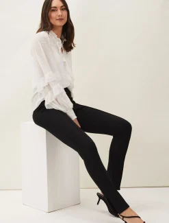Trousers & Shorts^Phase Eight Sabrina Zip Hem Ponte Trousers Black