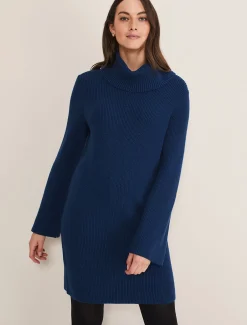 Dresses^Phase Eight Saffie Cosy Ribbed Sleeve Knit Dress Dark Teal