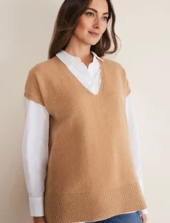 Knitwear^Phase Eight Safin V Neck Wool Blend Knitted Tabbard Camel