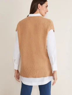 Knitwear^Phase Eight Safin V Neck Wool Blend Knitted Tabbard Camel
