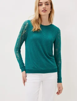 Tops & T-Shirts^Phase Eight Sakuro Burnout Top Teal