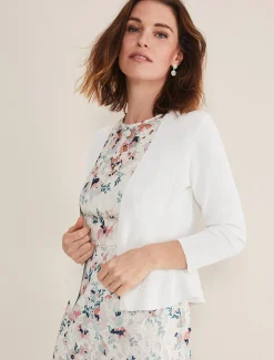 Jackets^Phase Eight Salma Flare Hem Knitted Jacket Ivory