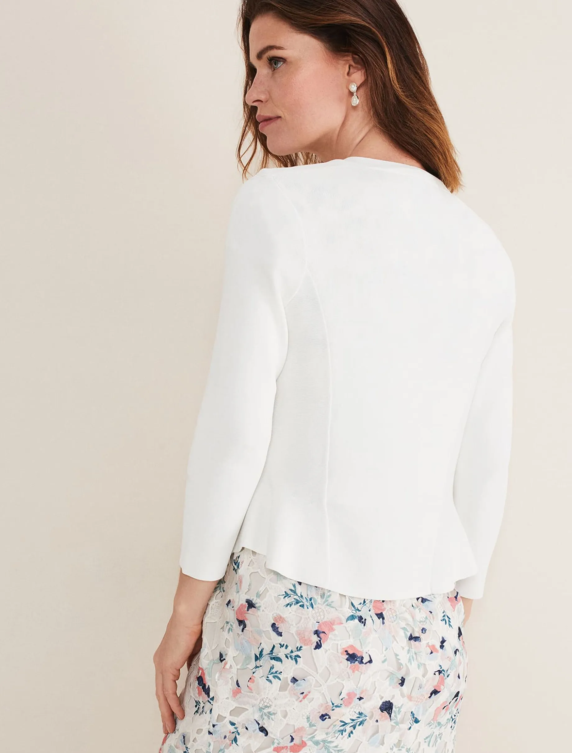 Jackets^Phase Eight Salma Flare Hem Knitted Jacket Ivory