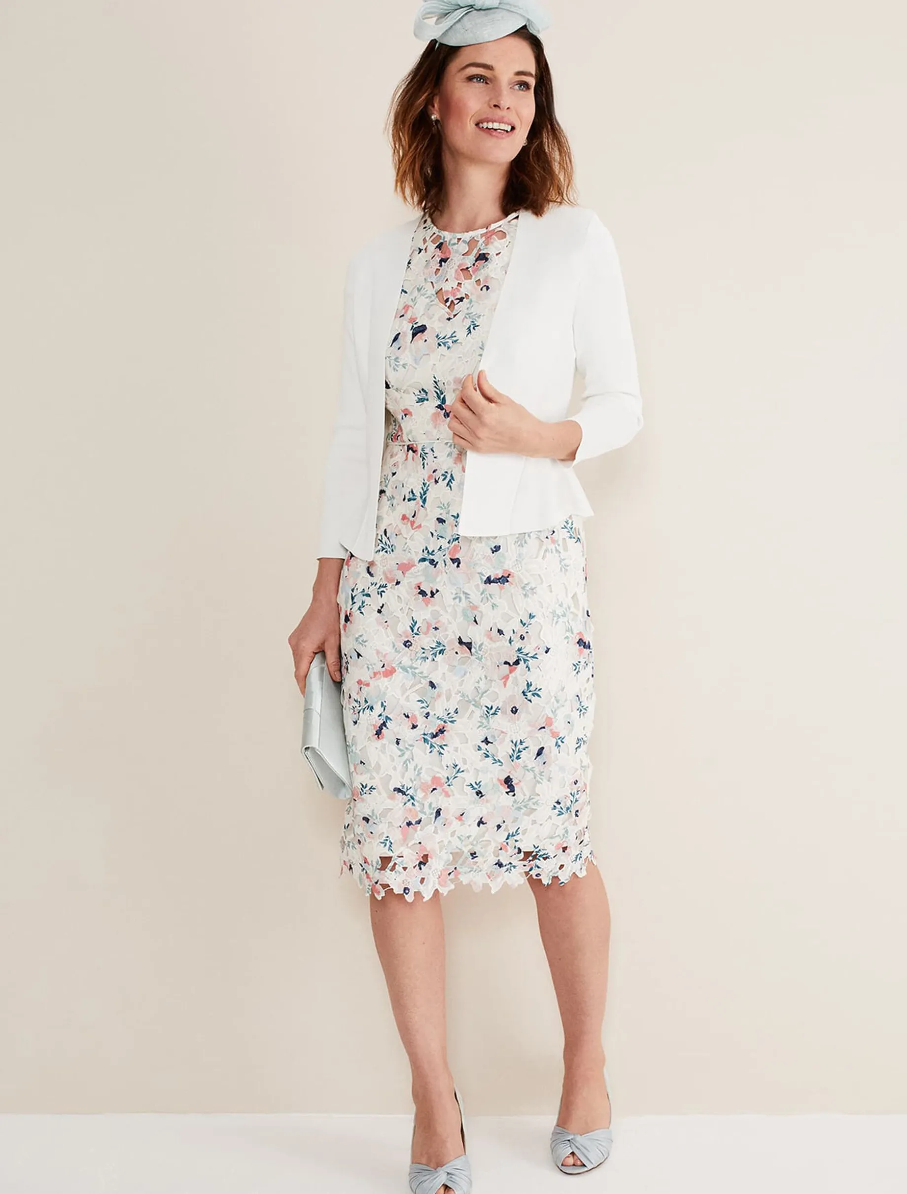 Jackets^Phase Eight Salma Flare Hem Knitted Jacket Ivory
