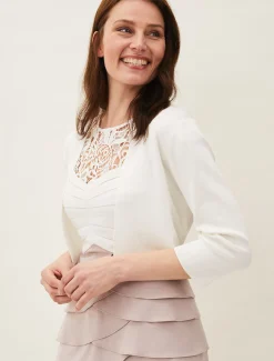 Jackets^Phase Eight Salma Lightweight Knitted Jacket Ivory