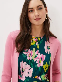 Jackets^Phase Eight Salma Lightweight Knitted Jacket Candy Pink