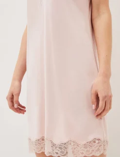 Pyjamas^Phase Eight Sania Lace Trim Night Dress Pink