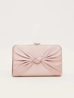 Bags^Phase Eight Satin Knot Front Box Clutch Antique Rose