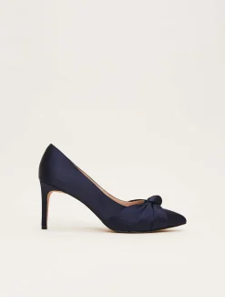 Occasion Shoes^Phase Eight Satin Knot Front Court Shoe Navy