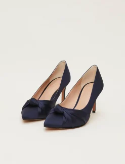 Occasion Shoes^Phase Eight Satin Knot Front Court Shoe Navy