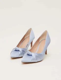 Occasion Shoes^Phase Eight Satin Knot Front Court Shoe Cornflower