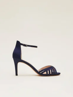 Occasion Shoes^Phase Eight Satin Strappy Heeled Sandals French Navy
