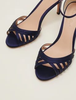 Occasion Shoes^Phase Eight Satin Strappy Heeled Sandals French Navy
