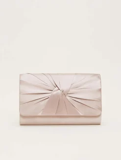 Bags^Phase Eight Satin Twist Clutch Bag Latte
