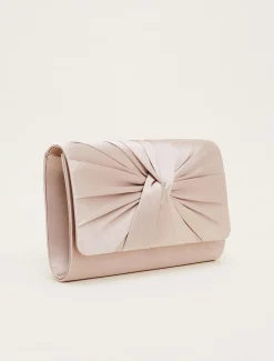 Bags^Phase Eight Satin Twist Clutch Bag Latte