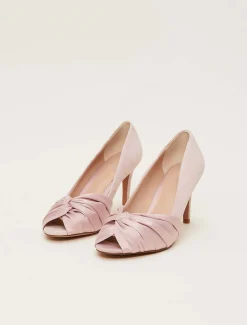 Occasion Shoes^Phase Eight Satin Twist Peeptoe Shoe Antique Rose