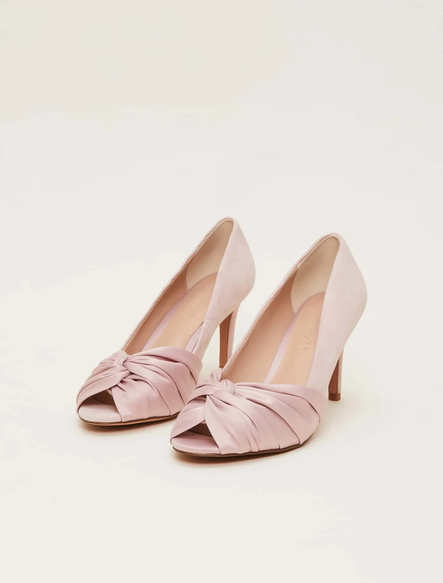 Occasion Shoes^Phase Eight Satin Twist Peeptoe Shoe Antique Rose