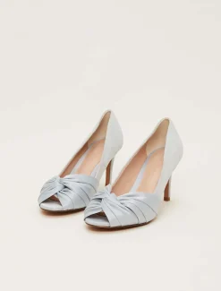 Occasion Shoes^Phase Eight Satin Twist Peeptoe Shoe Eau De Nil