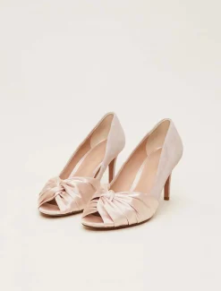 Occasion Shoes^Phase Eight Satin Twist Peeptoe Shoe Latte